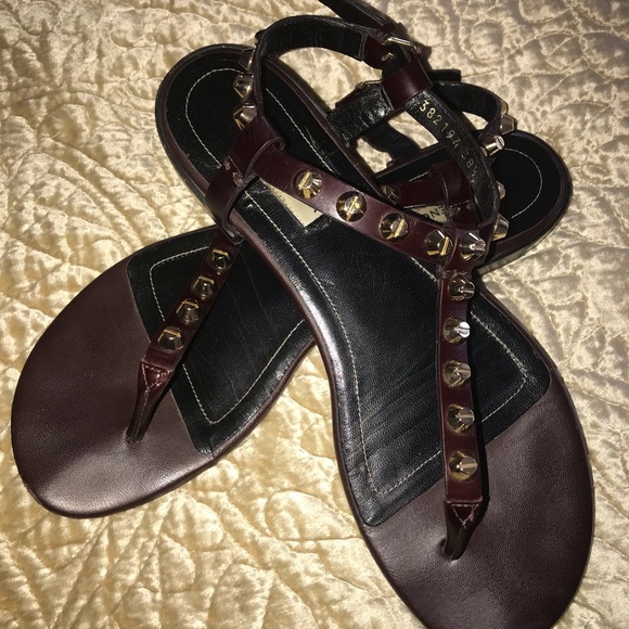 Balenciaga Studded Leather T-strap Sandals
